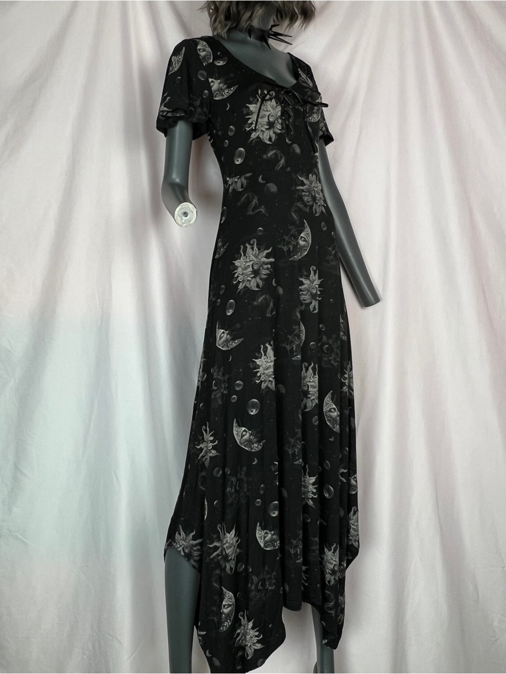 Killstar Black & Cream Celestial Faux Leather Umbral Maxi Dress